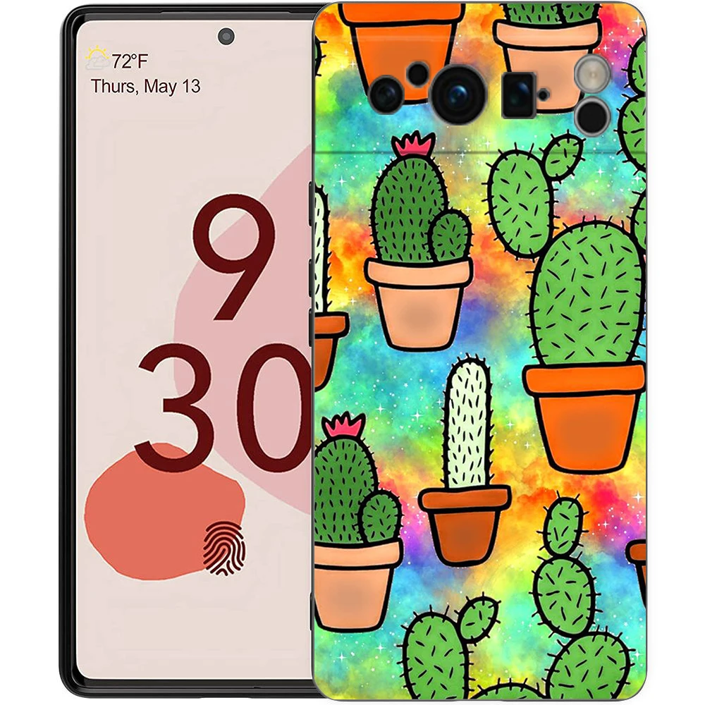 Succulent Design Shockproof Silicone Phone Case - Soft TPU Protective Cover