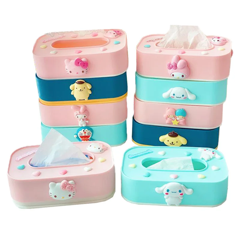 

21Cm Cartoon Anime Figure Room Decoration Tissue Box Kawaii My Melody Kuromi Kitty Cinnamoroll Cute Desktop Lifting Tissue Box