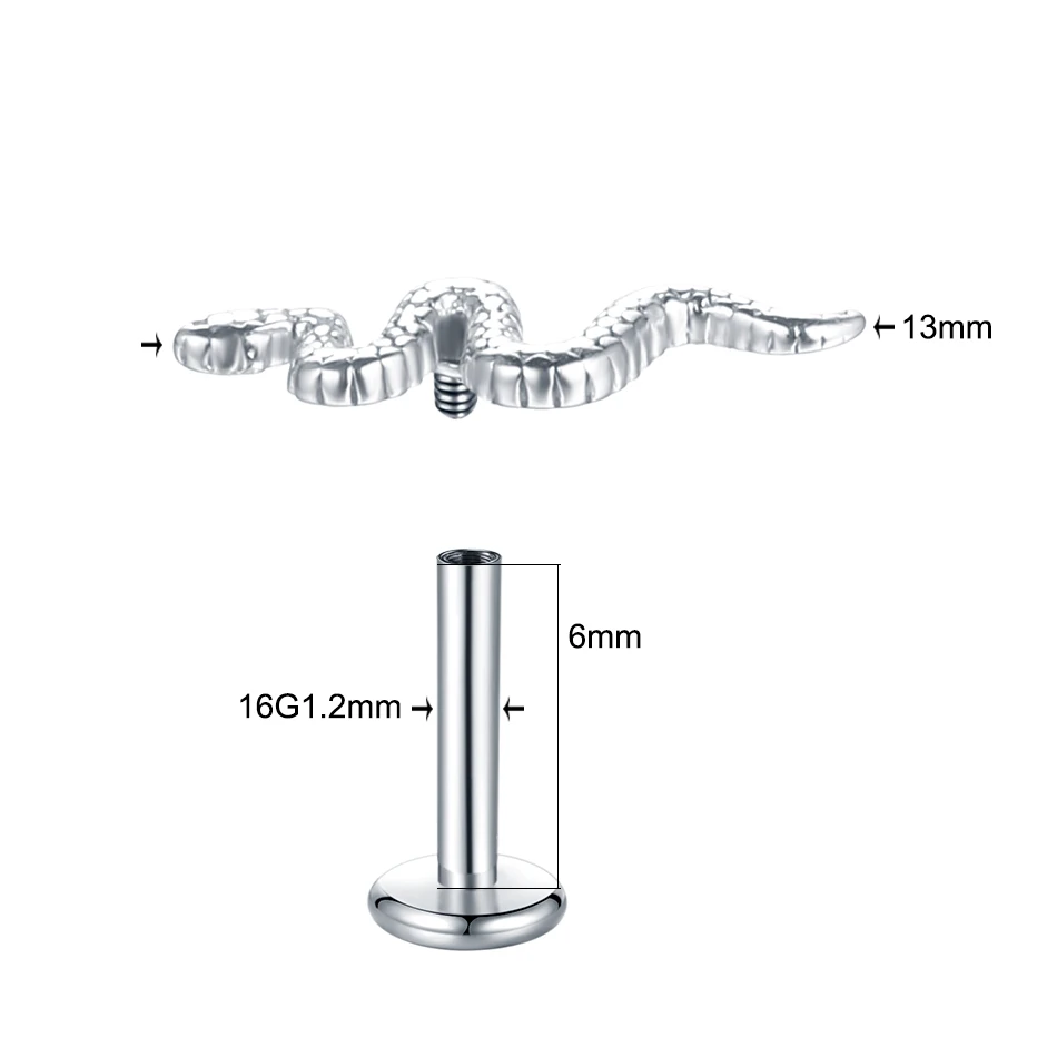 Moon Lightning Snake Labret Piercing Tragus Stainless Steel Monroe Lip Bar Cartilage Conch Daith Lobe Earring 1PC Body Jewelry piercing jewelry body piercing jewelry body jewelry ear piercing jewelry body piercing earrings