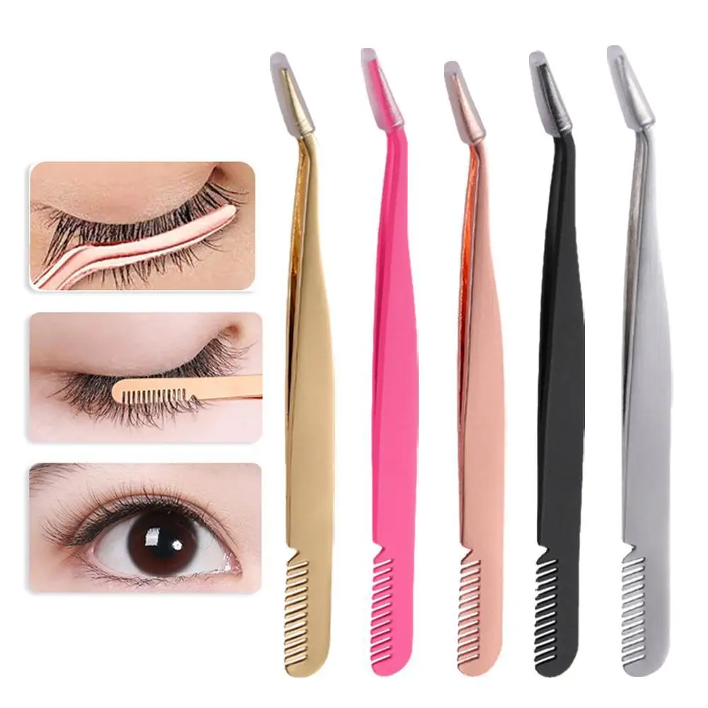 

False Eyelash Tweezers Fake Eye Lash Applicator Eyelash Extension Curler Nipper Auxiliary Clip Clamp Makeup Forceps Tools