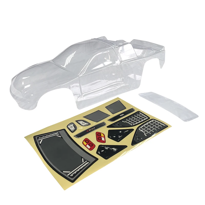 Coque PVC transparente VRX R0063/R0064 pour voiture RC 1/10, vue de dessus montrant les lignes de carrosserie