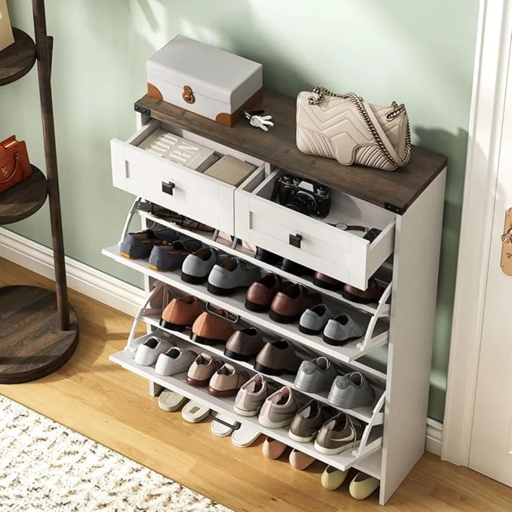 Shoe Storage Cabinet for Entryway,Farmhouse Freestanding Shoe Storage with Legs for Entryway,Freestanding Shoes Organizer 3