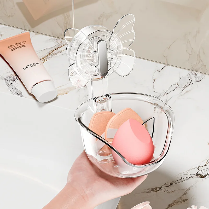 Bathroom Storage Rack Punch-free Storage Box Bathroom Suction Cup Wall-mounted Washbasin Makeup Storage Rack 4