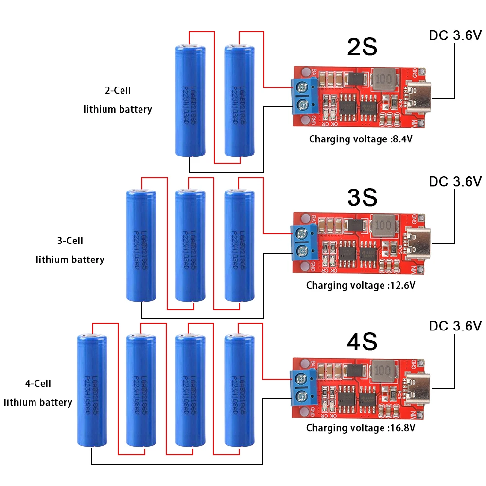 DIY 18650 21700 3.7V Lithium Battery StepUp Boost LiPo Polymer LiIon