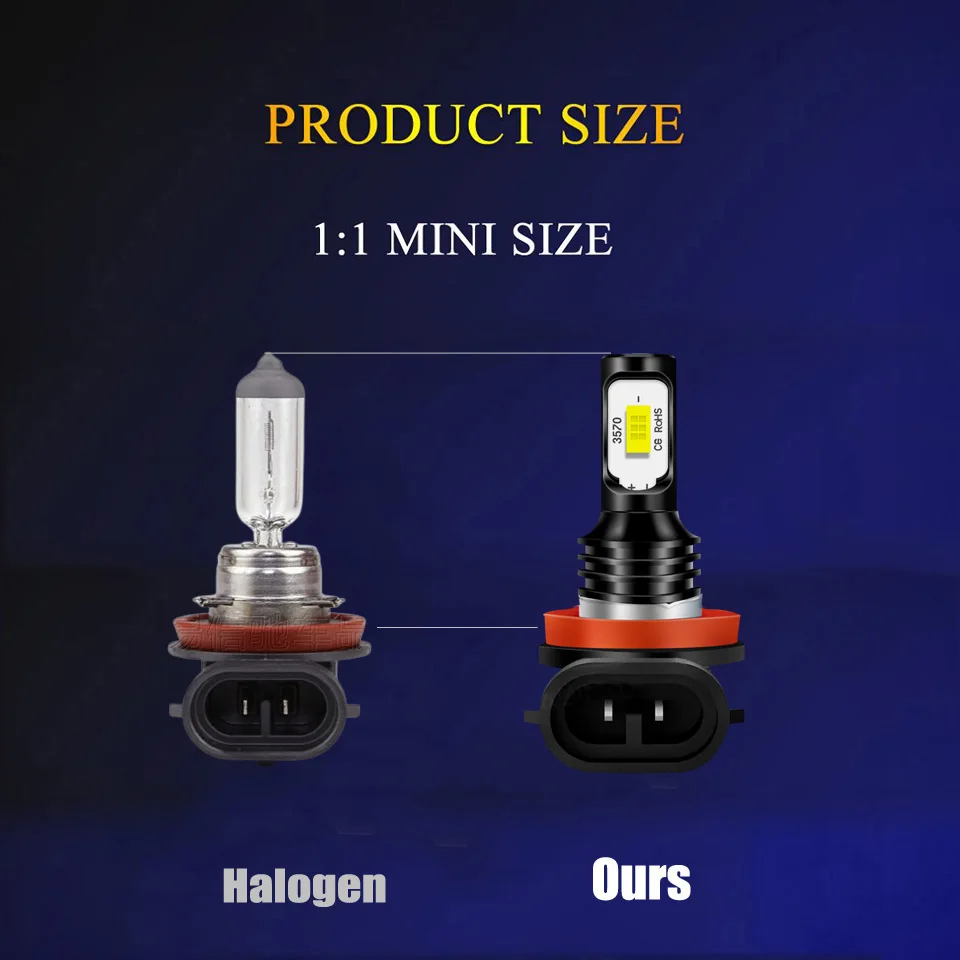 H11 H8 H9 High Beam Headlight LED Bulbs Motorcycle Light