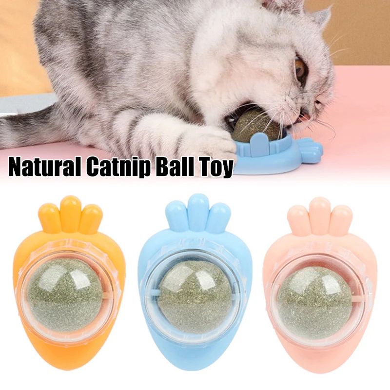 Natural Catnip Ball Toys Cat Wall Mounted Ball Toy Rollerball Lick Ball