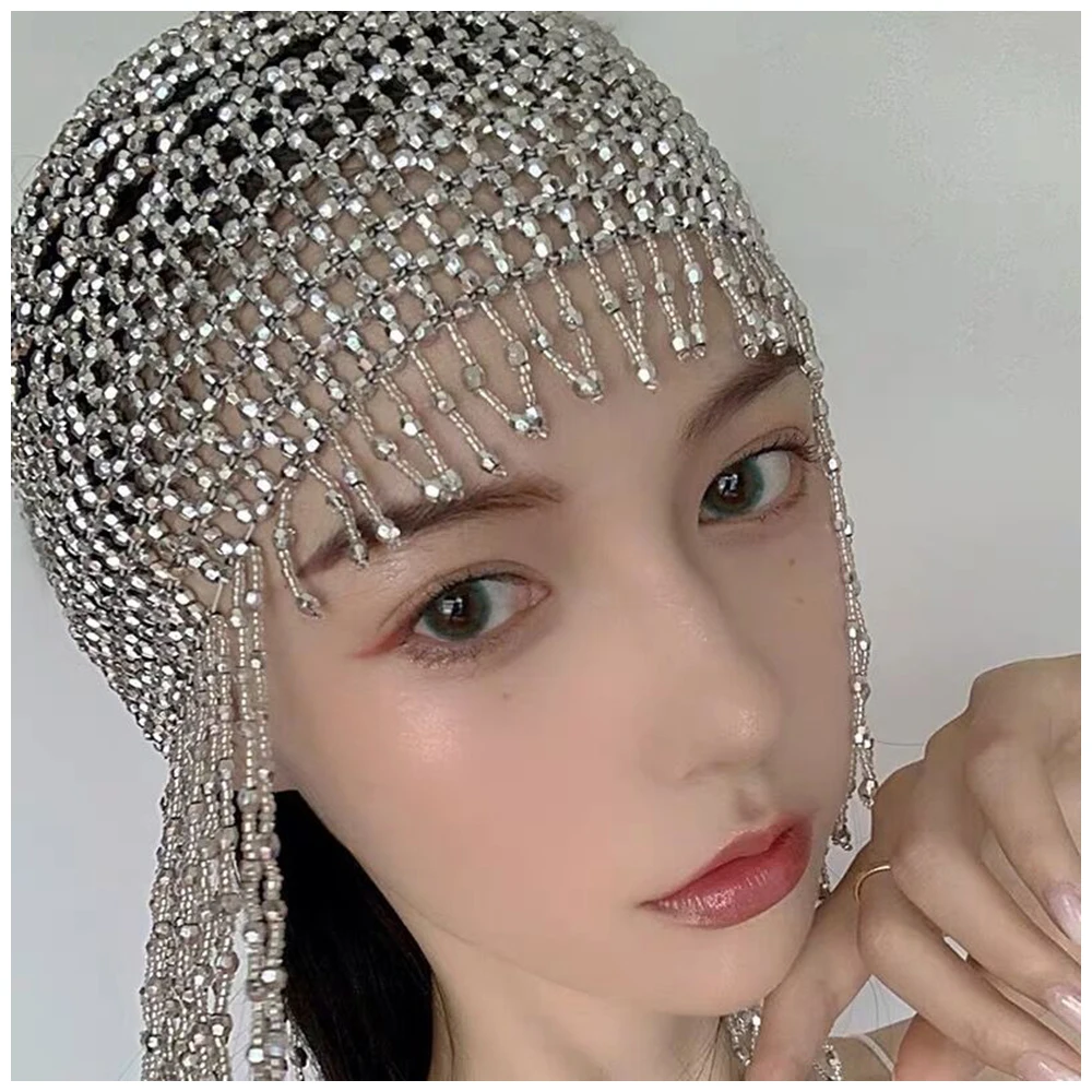 Handgemachte Perlen kappe Kopf bedeckung Bauchtanz Zubehör exotische Cleopatra Haarteil für Frauen Gatsby Themen Party Hochzeit – Detail 11