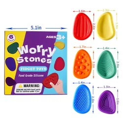 Sensory Silicone Stress Relief Stones - 6 - Piece Calming Toy Set (6pcs box)