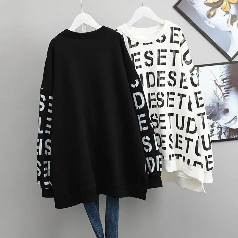2023 Autumn and Winter Women's Solid Round Neck Long Sleeve Letter Pullover Sweater Fashion Casual Formal Office Lady Tops