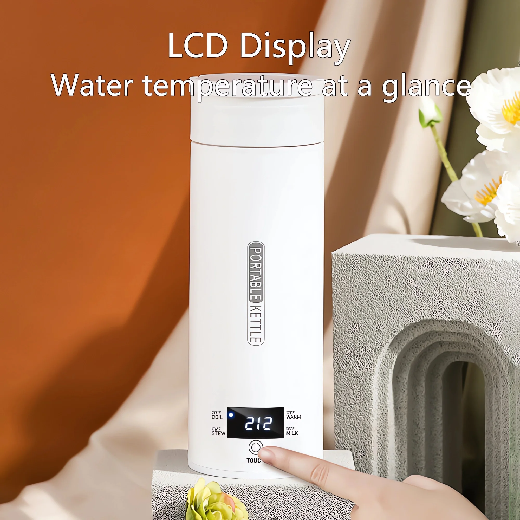 New 500ML Portable Electric Kettle Bottle Boil Water Stewed Cup Travel Smart Pot Temperature Adjustment Kettles 304 Heating Cup