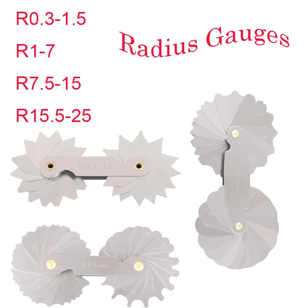Radius Gauges R0.3 1.5 R1 7 R7.5 15 R15.5 25 R1 6.5/R7 14.5/R15 25