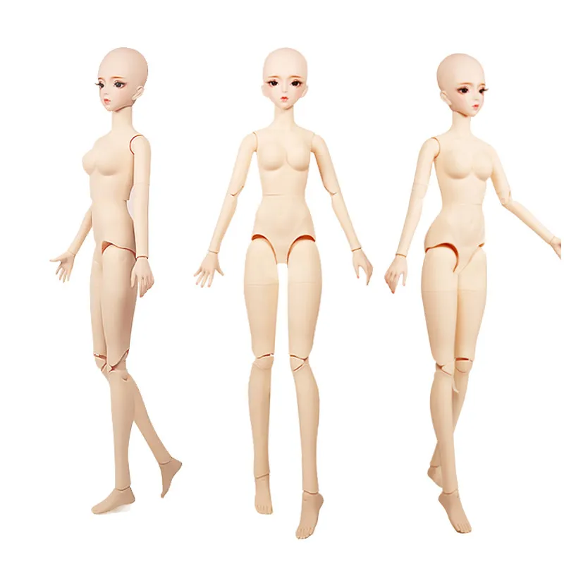 1/3 BJD Dolls Body Makeup head White Skin Girls Nude Mjd Doll Body 60cm PVC Material 26 Movable Jointss Doll Parts for Diy Toy