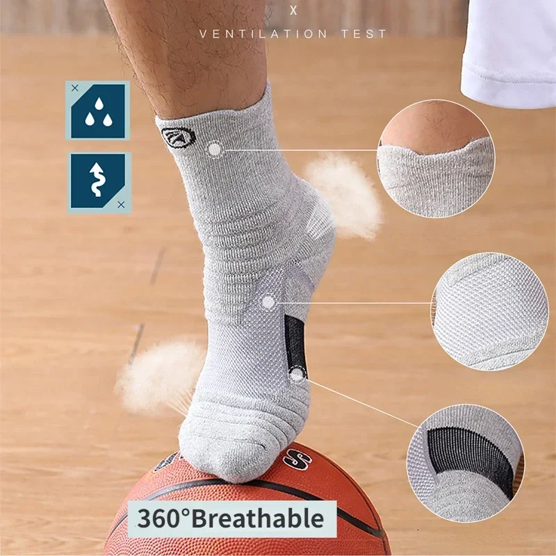 Men's Socks Compression Stockings Breathable Basketball Sports Cycling running Towel Socks High Elastic Tube sports socks cycling socks football socks compression socks fitness sports socks sport socks 3pairs/Lot