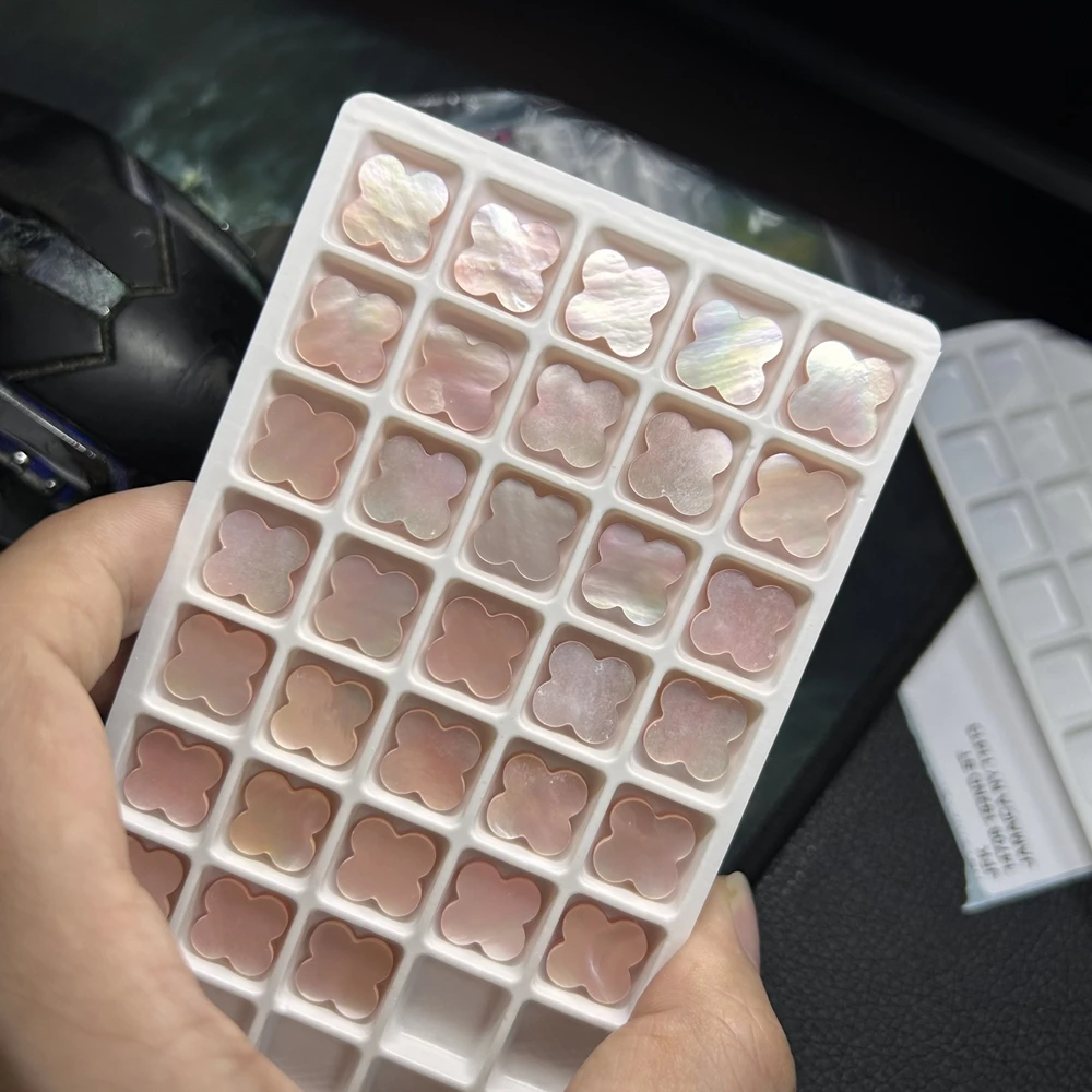 Meisidian 13x13mm Natural Malachite Onyx Red Agate Stone Pink Mother of Pearl Four Leaf Clover