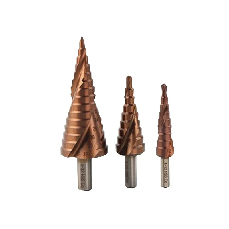 

M35 Cobalt Step Drill Bits 4-12/4-20/4-32mm HSS Bit Kit Spiral Groove Triangle Hex Shank For Stainless Steel