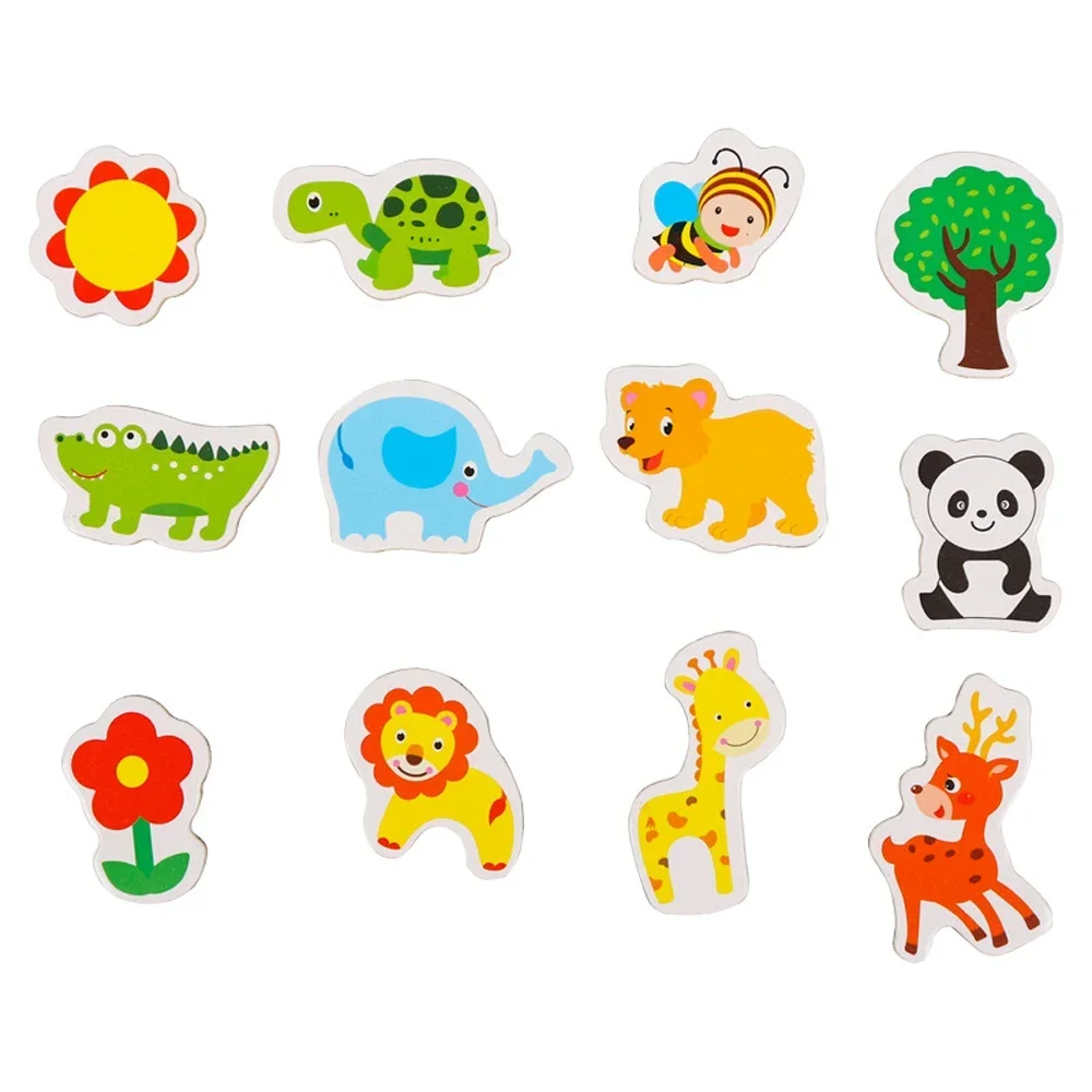 12pcs Wooden Fridge Magnets Animal Fish and Crab 3D Cartoon Sticker Toy for Kids Diy Office Whiteboard Gadget Magnetic Fridge Magnets Magnetic Fridge Stickers