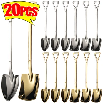20/1 pz Pala In Acciaio Inox Cucchiaio Oro Argento Cucchiaini Da Caffè Gelato Dessert Scoop Cucchiaino Da Cucina Da Tavola Set di Posate 1