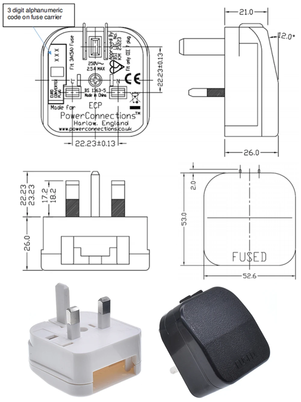 Description Picture 3 of itemBS5733 13A Fused Travel Adapter Europe To UK Singapore Hong Kong Malaysia Conversion Plug Box Type Type-C To Type-G Plug Adapter