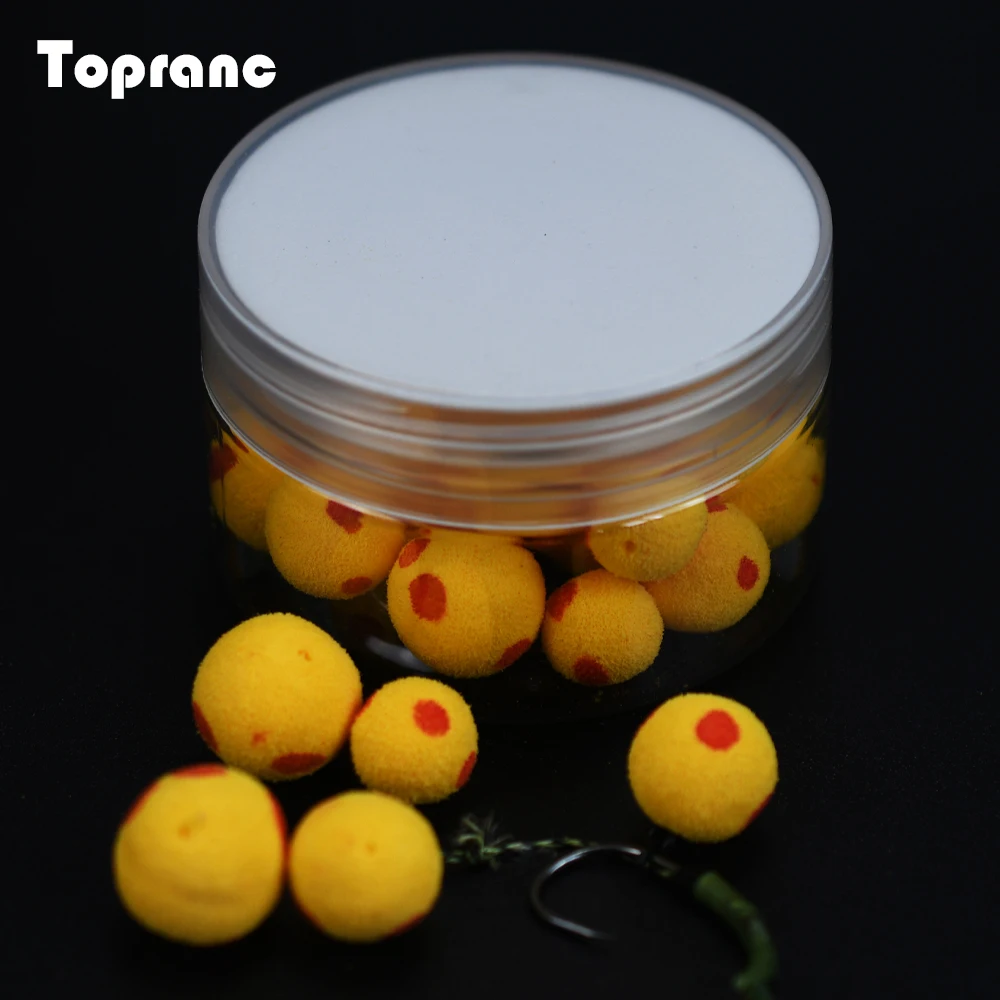 Billes flottantes jaunes Topranc 20/24pcs - Flotteurs EVA pour pêche carpe européenne et amorçage