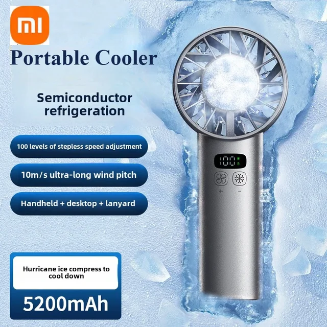 Xiaomi 5200mah Handheld Fan Electric Hand Fans Ice Compress High-speed Cooling USB Rechargeable Portable LED Digital Display 5