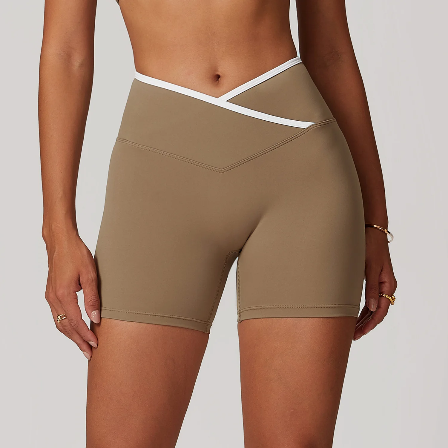 Sexy Cross Waist Hip-lifting Shorts Women's Gym Soft And Comfortable Tight Fitting Yoga Shorts Outdoor Sports Yoga Pants