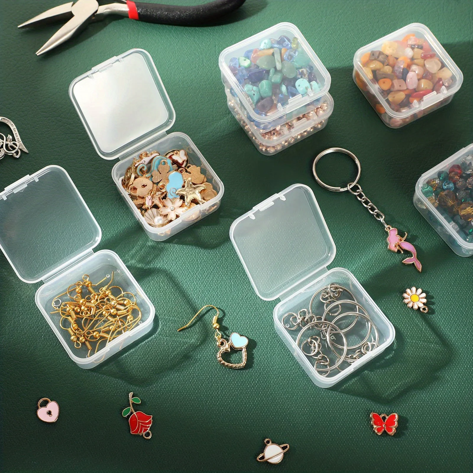 45 Grid Plastic Bead Storage Case  Transparent Organizer for Nail Art Jewelry Crafts Diamond Painting Portable Accessory Box wit 4