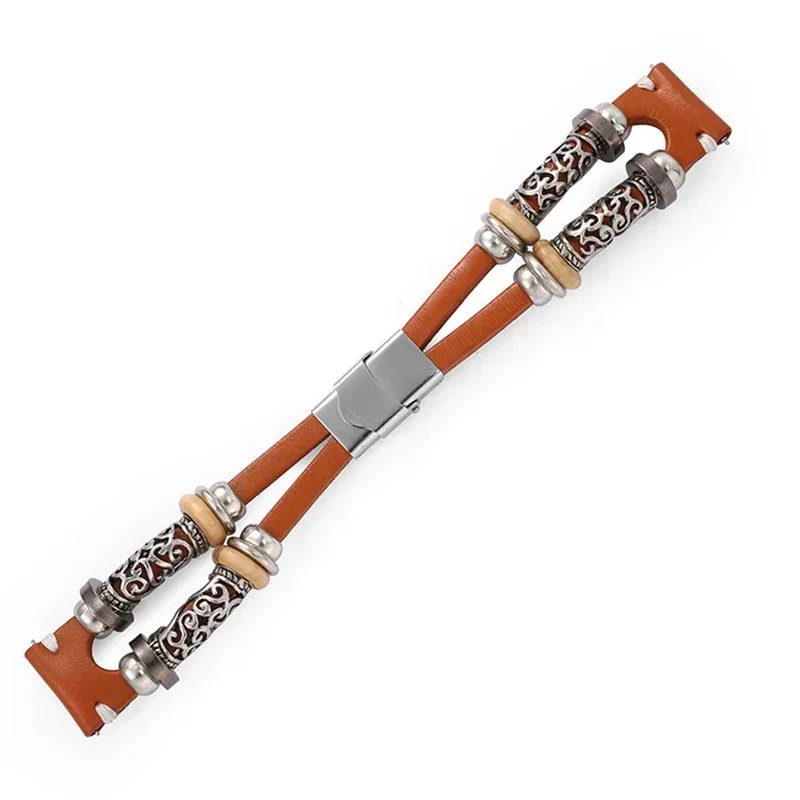 22mm Retro Leather Watch Band - Classic Style Replacement Strap