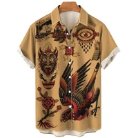 Animal Elements Pattern Shirts For Men Clothing 3d Print Tiger T-shirt Streetwear Fashion Trend Short Sleeve Men's Buttons Shirt 1