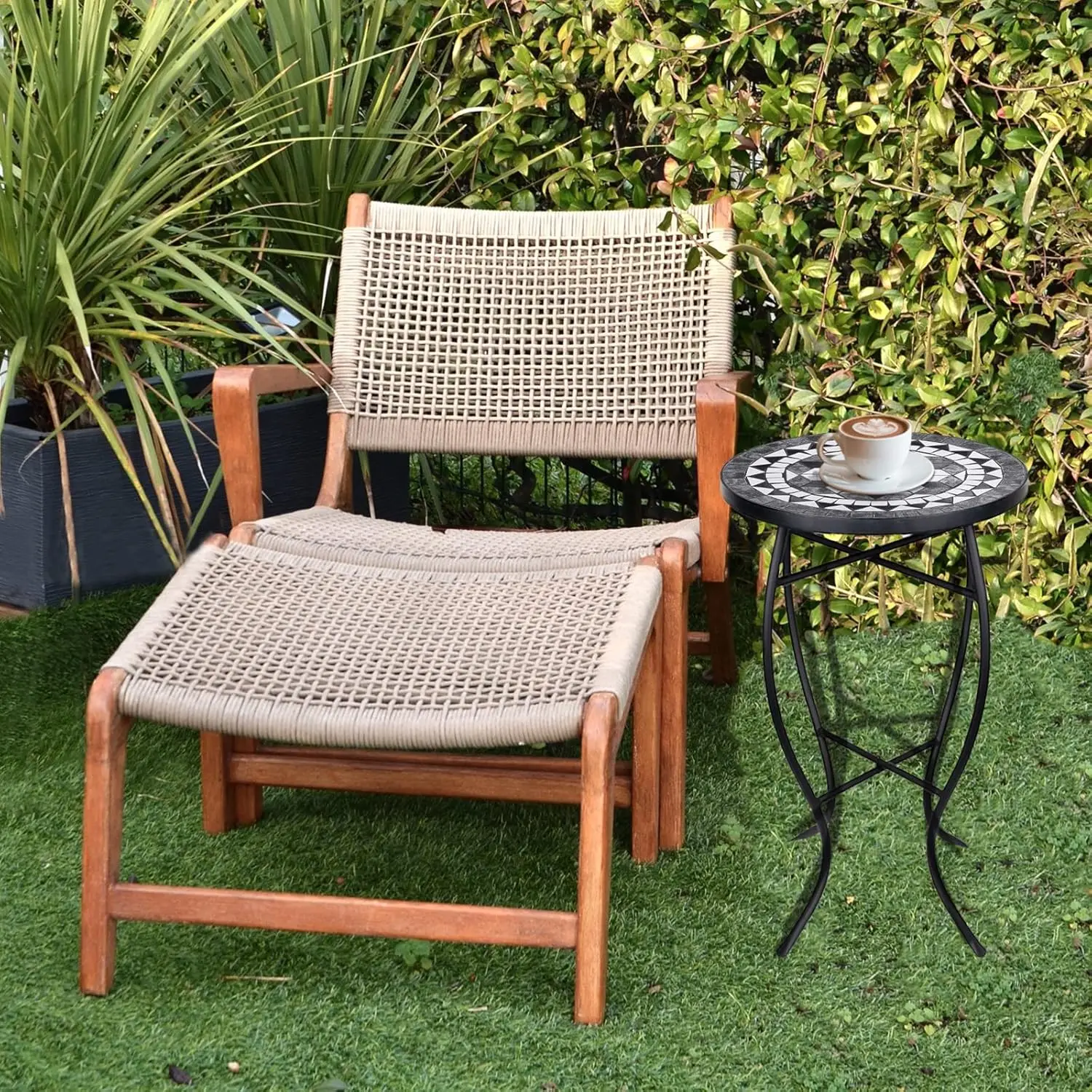 Outdoor Side Table, Round End Table, Patio Accent Table Indoor Plant Stand for Living Room 6