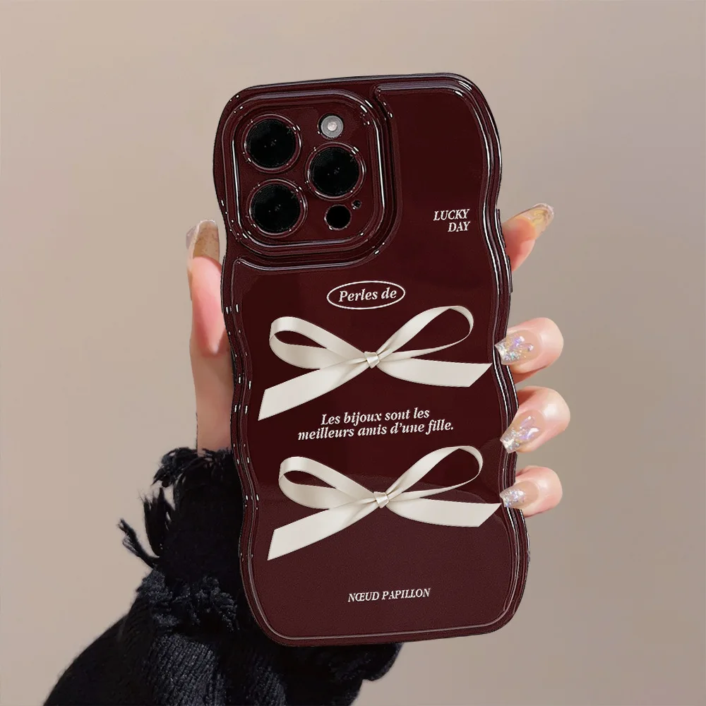 Cute Bowknot Wavy Phone Case For iPhone 17 Air 16 15 14