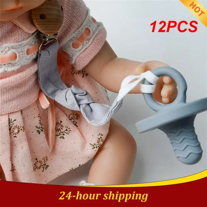 

12PCS Soother Holder Soft Anti-drop Chain Pacifier Clip Durable Cartoon Nipple Appease Soother Chain Pacifier Rope Beech Wood