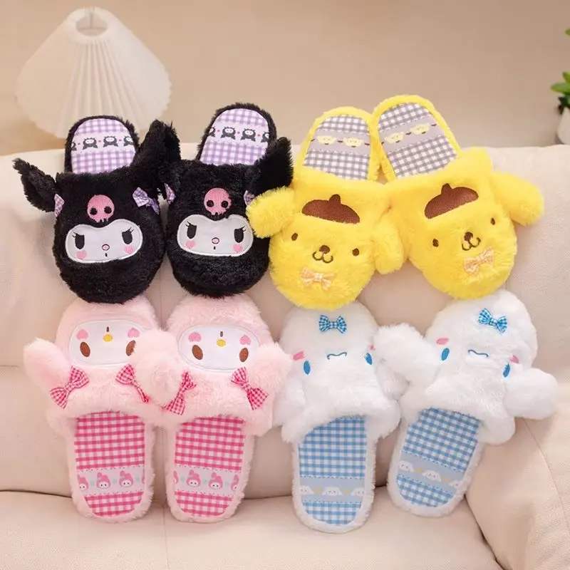 

Симпатичные теплые домашние туфли Kuromi My Melody Cinnamoroll тапочки Лолита домашние хлопковые туфли для девочек женские зимние Нескользящие