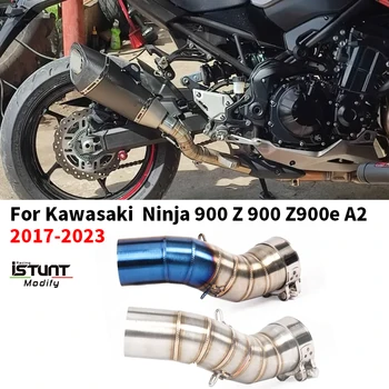 Motorcycle Exhaust Muffler Escape Moto Modiifed Stainless Middle Mid Link Pipe Slip On For Kawasaki Z900 A2 Z900e 2017-2023