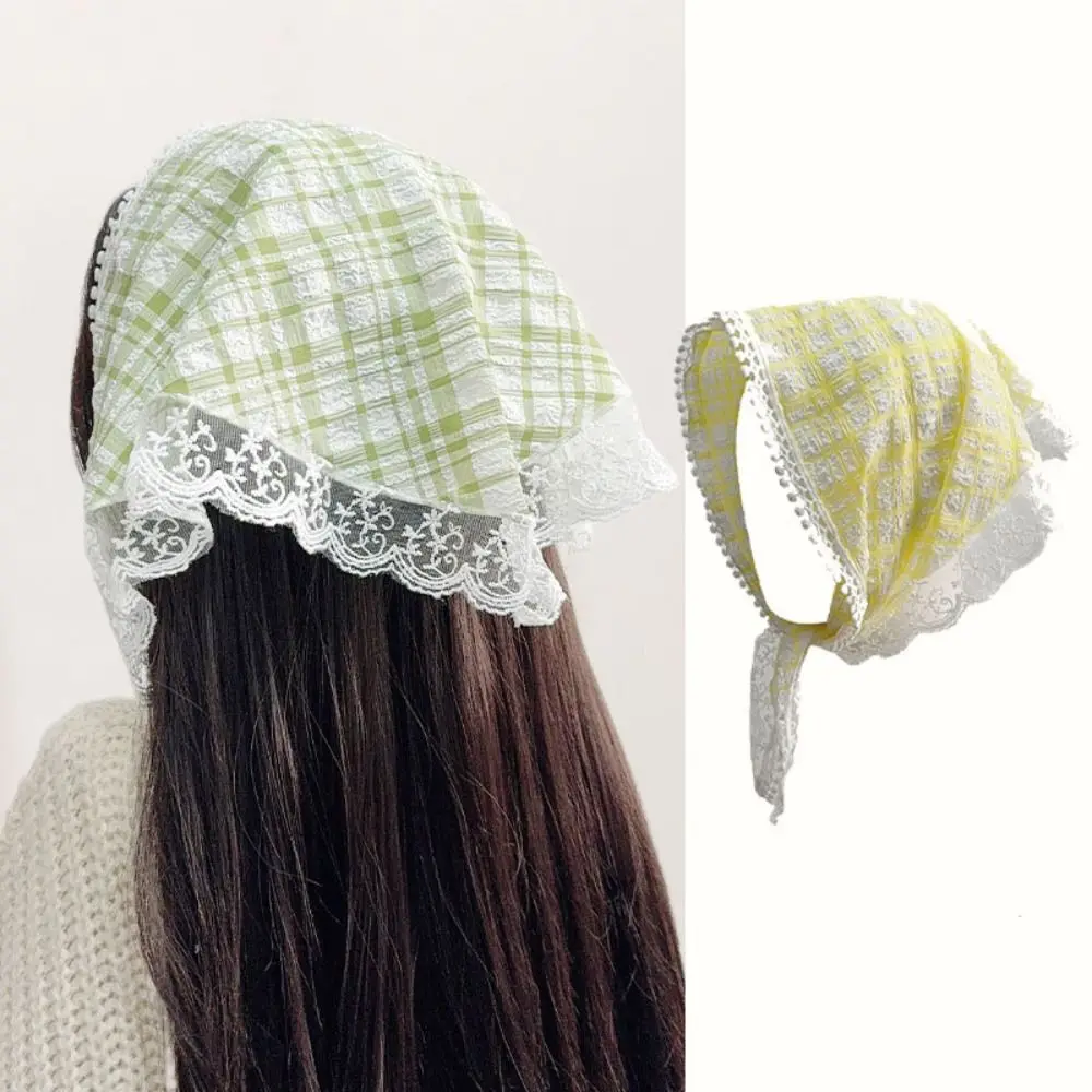 

Lattice Triangle Bandana Cute Turban Wraps Lace Hair Scarf Hair Band Headband Triangle Scarf Ladies