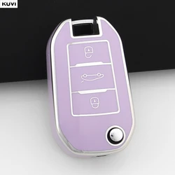 Pink TPU Style Car Folding Key Case Cover Shell (A Style Purple)