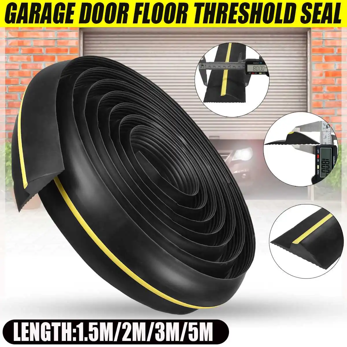 

1.5M/2M/3M/5M Garage Threshold Door Weather Rubber Seal Strap Floor Seal Waterproof Dustproof Special PVC Rubber Strip