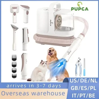 PUPCA 반려동물 그루밍 키트, 반려동물 털 99% 진공 청소기, 7 그루밍 쉐딩 도구, 60db 저소음, 3 단계 흡입, 1.3L