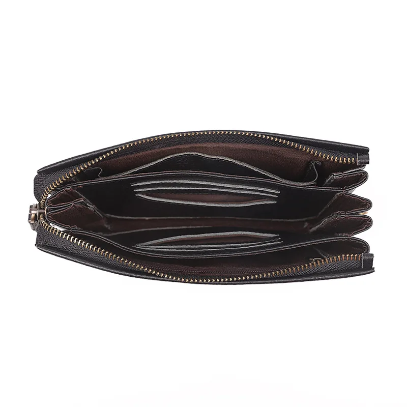 Men Genuine Leather Wallet Large Capacity Purse Casual Long Business Male Clutch Wallets Large capacity Cow Leather Clutch Bag