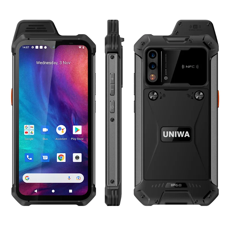 Rugged Smartphone  UNIWA W888 6.53 Inch 2W Big Speaker Global Version IP68 Waterproof NFC Smartphone cheap android cell phones