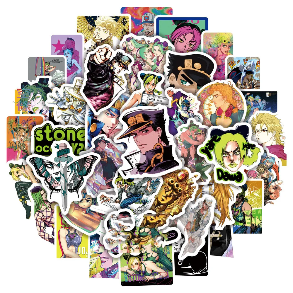 50 Pcs/pack Cute Anime JoJos Bizarre Adventure Stone Ocean Graffiti Stickers for Guitar Laptop