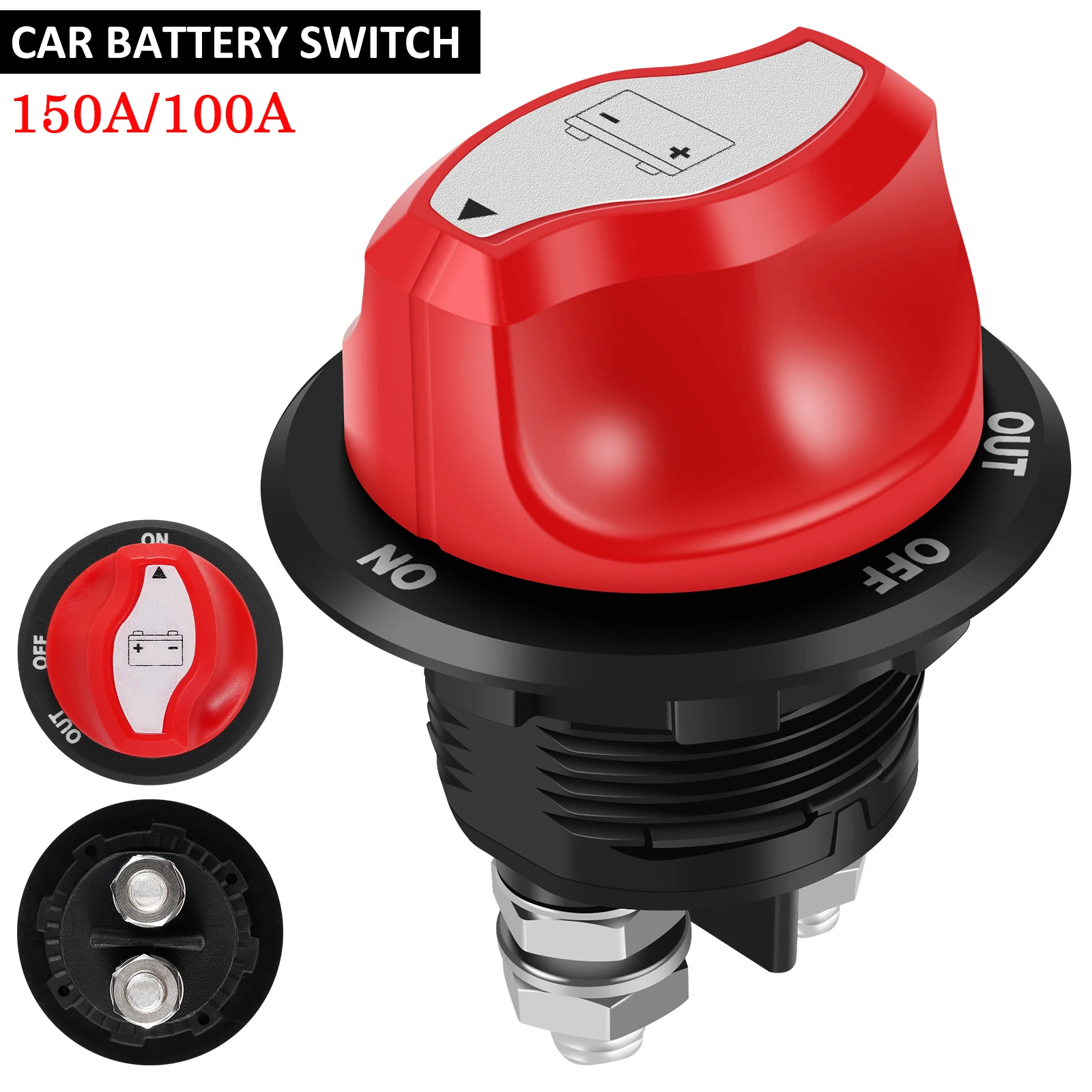 Accu-schakelaar met 2 sleutels, batterij-uitschakeling, 12 V, 24 V, isolator, uitschakeling, voor auto, vrachtwagen, SUV, caravan, boot, marine, camper, ATV, auto, aan/uit, 2 posities, waterdichte