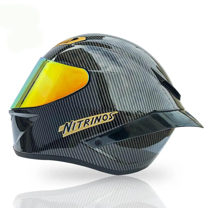 

Black Carbon Fibre Full Face Motorcycle Helmet GOLDEN COLOR Helmet Riding Motocross Racing Motobike Helmet