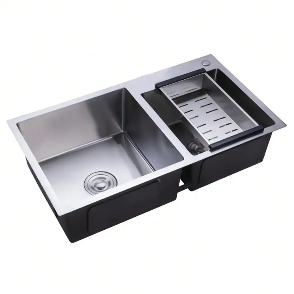 Kitchen Sink Double Bowl 30.7x16.9inch Stainless Steel Sink Workstation Sink Basin Dish Drying Rack Utility Sink 2
