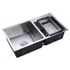 Kitchen Sink Double Bowl 30.7x16.9inch Stainless Steel Sink Workstation Sink Basin Dish Drying Rack Utility Sink 2
