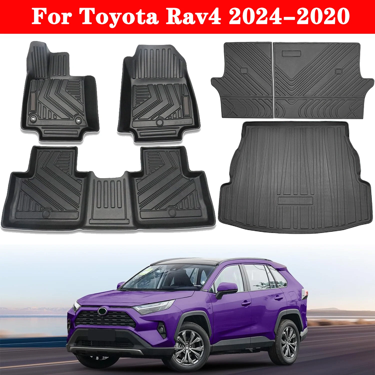 Kofferbakmatten Voor Toyota RAV4 2020-2024, Antislip, Waterdichte Kofferbakmatten Voor Toyota RAV4 2020-2024, Antislip, Waterdichte