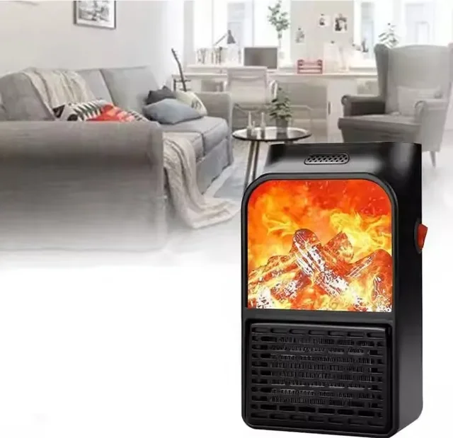 LED display portable, plug-in wall heater mini modern real flame effect fireplace built-in electric heater 3