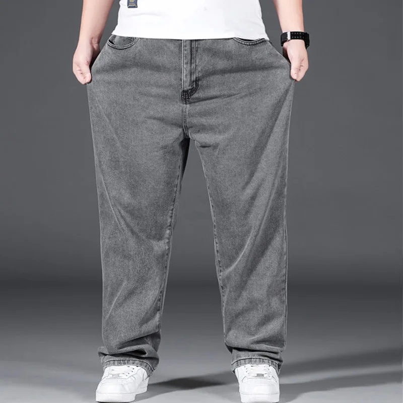 Men Cargo Jeans 10XL Oversize Spring Plus Size Soft Cotton Loose Baggy