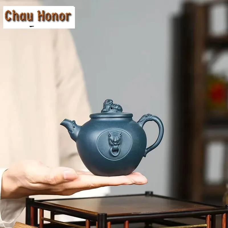 290ml Creativity Yixing Purple Clay Teapot Raw Ore Azure Mud Home Tea Pot Zisha Filter Beauty Kettle Chinese Tea Set Accessories