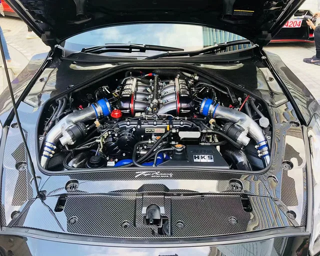 Nissan gtr r35バッテリーカバー用カーボンファイバーエンジン 