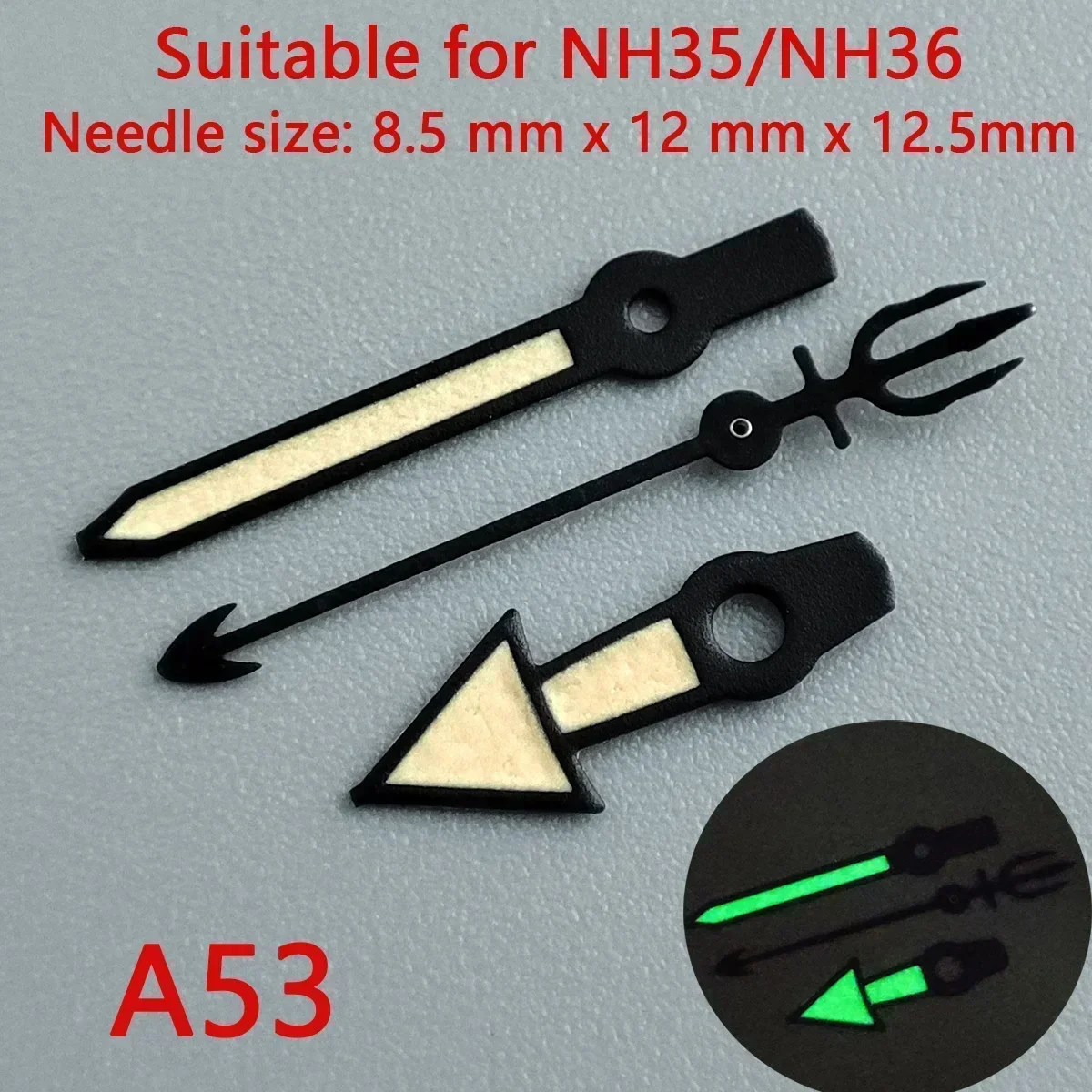 Premium 904L Silver Watch Hands with Green Luminous Accents - Wholesale Watch Accessories